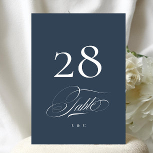Convites Azul Marinho Elegante Casamento 5 x 7 Número da Me