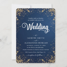 Convites Azul Marinho Florais Flores Casamento Simples