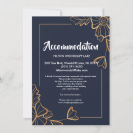 Convites Azul-marinho & floral dourada acomodam Enclosure