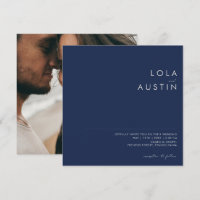 Azul Marinho moderno | Casamento prateado quadrado