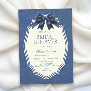 Convites Azul marinho veludo vintage elegante chá de noiva