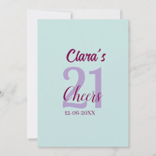 Convites azul mauve saúde 21º aniversário adicionar nome da