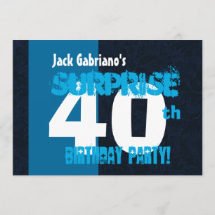 Convites Azul moderno W566A do aniversário de 40 anos da