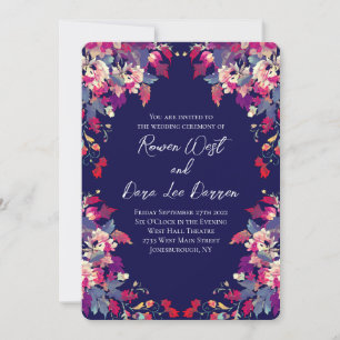 Convites Azul Naval Floral Vibrante