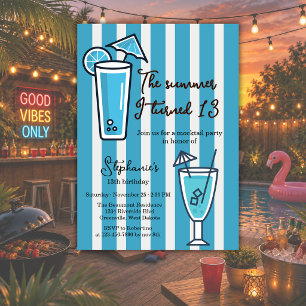 Convites Azul O Verão Em Que Fiz 13 Anos Mocktail Aniversár