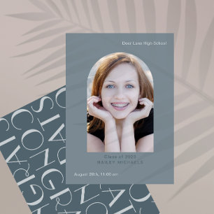 Convites Azul para Graduação de Fotos Elegante de Grande 