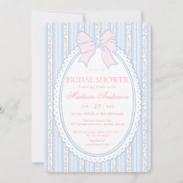 Convites Azul Pastel Antigo Fancy Floral Chá de Noiva