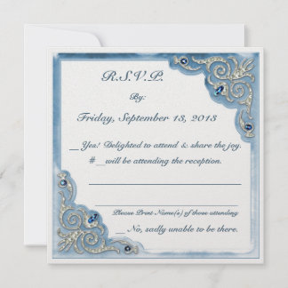 Convites Azul Pérola (Cartão de Resposta de Casamento)