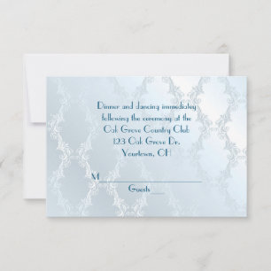 Convites Azul Pérola Damask RSVP