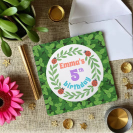 Convites Azul personalizado bonito - 5 Folybug e Folha - An