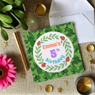 Convites Azul personalizado bonito - 5 Folybug e Folha - An