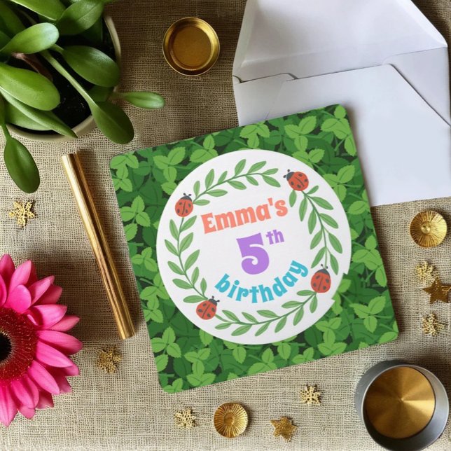 Convites Azul personalizado bonito - 5 Folybug e Folha - An (Criador carregado)