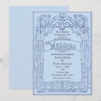 Azul Pó Branco Vintage Casamento Deco Vitoriano