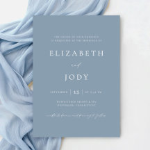 Azul Poeirento Elegante Simples Casamento Moderno