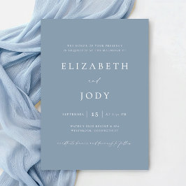 Convites Azul Poeirento Elegante Simples Casamento Moderno