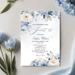 Convites Azul-poeirento moderno elegante Sweet 16<br><div class="desc">Elegante Modern Dusty Blue Floral Sweet 16 Convite</div>