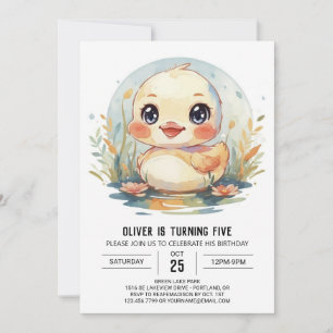 Convites Azul Pond Duck Birthday