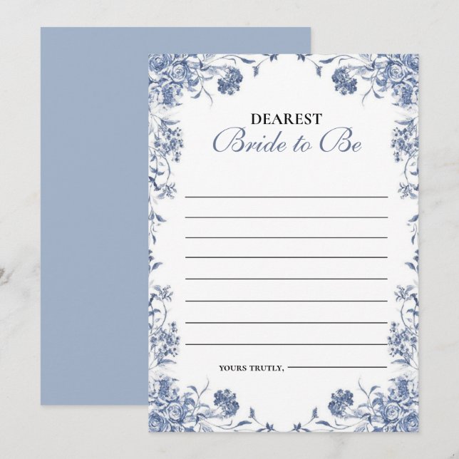 Convites  azul presupuesto Bridgerton Bridal Shower Game (Frente/Verso)