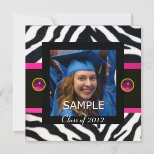 Convites AZUL PRETO BRANCO LISTRAS DE ZEBRA Modelo de Foto 