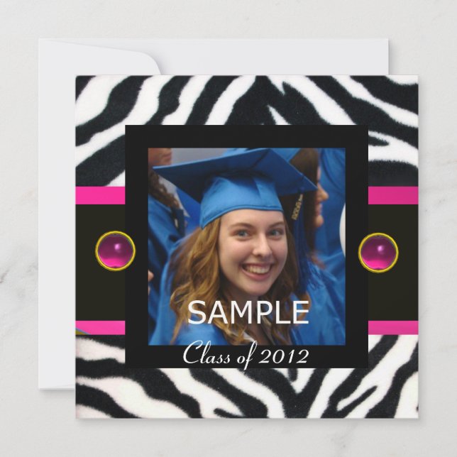 Convites AZUL PRETO BRANCO LISTRAS DE ZEBRA Modelo de Foto  (Frente)