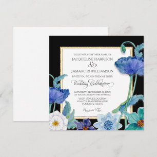 Convites Azul Preto, n Branco, Cor aquosa, Cápsula Floral