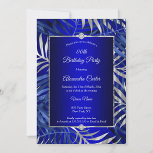 Convites Azul Real Cinza Prata Palma Diamante Festa de Aniv