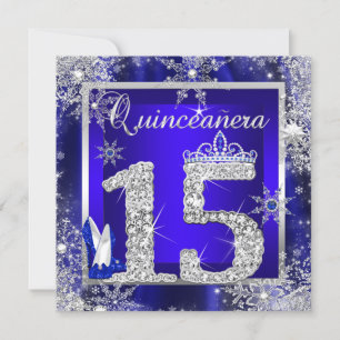 Convites Azul Real Quinceanera 15º Aniversário Elite Elegan