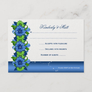 Convites Azul Real Verde Lima Floral RSVP