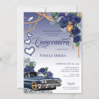 Azul-Rosa Clássico-Azul Chola Quinceanera