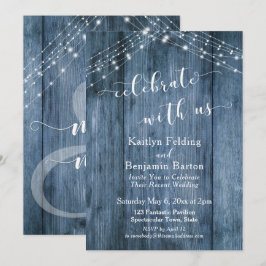 Convites Azul Rústico com Madeira e Luzes Celebre Conosco