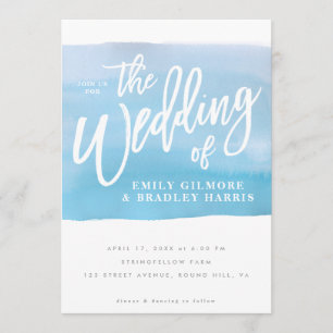 Convites Azul rústico da aguarela