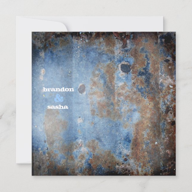 Convites Azul rústico do GC | Lusciously | (Frente)