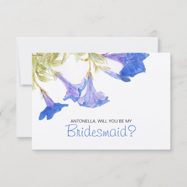 Convites Azul, serás a minha dona de Bridesmaid Flores Azui (Frente)