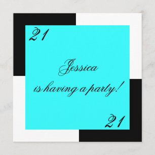 Convites Azul simples fêmea do partido de aniversário de 21
