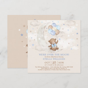 Convites Azul sobre o Chá de fraldas dos Balões do Urso d