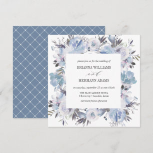 Convites Azul Sonho Casamento de Diamante Floral de Primav