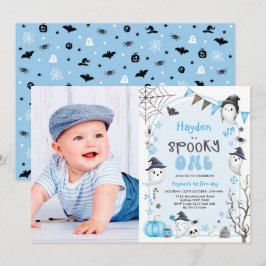 Convites Azul - Spooky One Halloween - Foto do primeiro ani