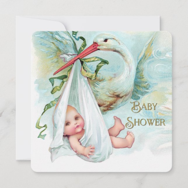 Convites Azul Teal e Chá de fraldas Dourado (Frente)