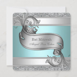 Convites Azul Teal - Mitzvah