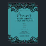 Convites Azul Teal Verde Lace Preto Sujo 30 aniversário de<br><div class="desc">Personalizar para qualquer evento</div>