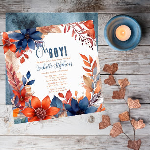 Convites Azul Terracotta Oh Boy Fall Chá de fraldas Flora