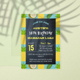 Convites Azul Tropical Havaiana Luau Birthday