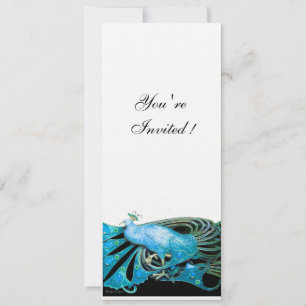 Convites AZUL TURQUESA ELEGANTE PAVÃO Branco
