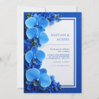Azul Vibrante Turquesa Botânico Orquídea Casamento