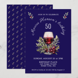 Convites Azul Vidro Azul Vidro Azeitona 50.o Aniversário