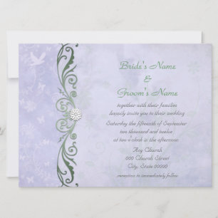 Convites Azul Vinca Floral Casamento de Primavera
