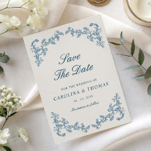 Azul vintage dinheiro antigo royale save the date