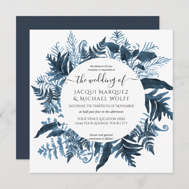 Convites Azul-Vintage Verde-Cria-d'água (Frente/Verso)