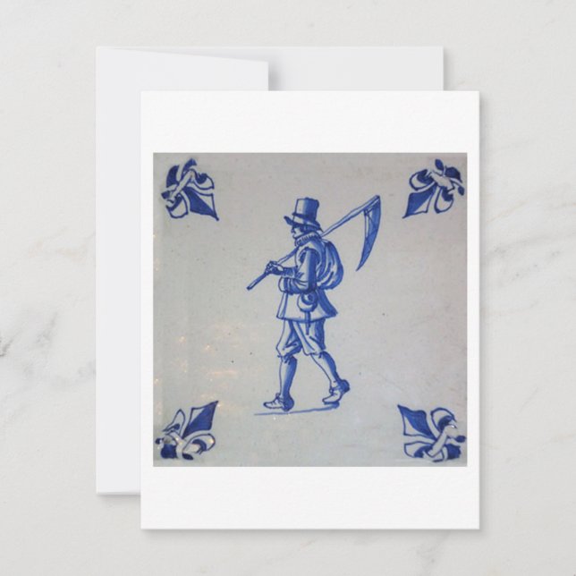 Convites Azulejo azul de Delft - modelo (Frente)