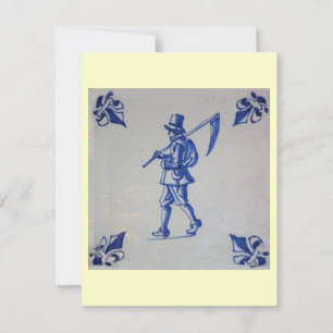 Convites Azulejo Azul Delft - Carregando de força ou enferm